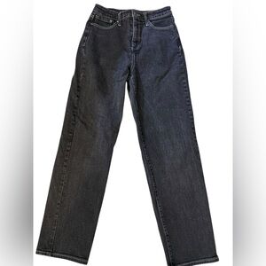 Scoop High Rise Straight Leg Jeans Black Wash Size 4 28” Inseam